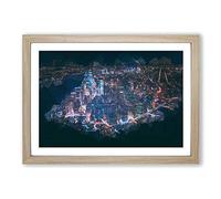Big Box Art The Lights of New York City in Abstract Framed Wall Art Picture Print Ready to Hang, Oak A2 (62 x 45 cm)