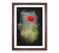 Big Box Art The Lone Poppy Flower Paint Splash Framed Wall Art Picture Print Ready to Hang, Walnut A2 (62 x 45 cm)