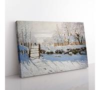 Big Box Art The Magpie by Claude Monet Canvas Wall Art Print Ready to Hang Picture, 76 x 50 cm (30 x 20 Inch), Grey, Grey, Grey