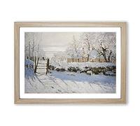 Big Box Art The Magpie by Claude Monet Framed Wall Art Picture Print Ready to Hang, Oak A2 (62 x 45 cm)
