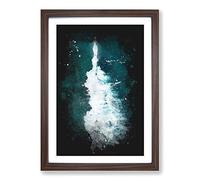 Big Box Art The Middle of The Wave Paint Splash Framed Wall Art Picture Print Ready to Hang, Walnut A2 (62 x 45 cm)
