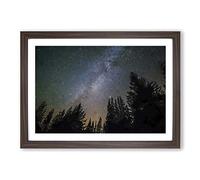 Big Box Art The Milky Way Above a Forest in Abstract Framed Wall Art Picture Print Ready to Hang, Walnut A2 (62 x 45 cm)