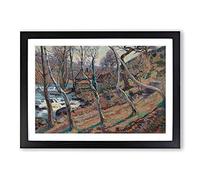 Big Box Art The Mill Through The Trees by Camille Pissarro Framed Wall Art Picture Print Ready to Hang, Black A2 (62 x 45 cm)