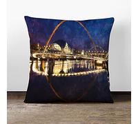 Big Box Art The Millennium Bridge In Newcastle Painting - Cushion Cover Throw Pillow with Insert for Sofa Chair Bed - White Rear - 40x40 cm