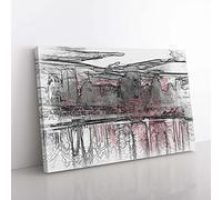 Big Box Art The Montreal Canada Skyline in Abstract Canvas Wall Art Print Ready to Hang Picture, 76 x 50 cm (30 x 20 Inch), White, Grey, Brown, Black
