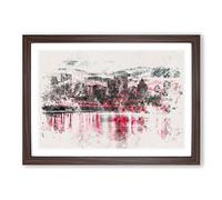 Big Box Art The Montreal Canada Skyline Watercolour Framed Wall Art Picture Print Ready to Hang, Walnut A2 (62 x 45 cm)