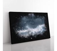 Big Box Art The Mood of The Clouds Paint Splash Canvas Wall Art Print Ready to Hang Picture, 76 x 50 cm (30 x 20 Inch), Blue, Black, Grey, Blue