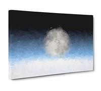 Big Box Art The Moon Above in Abstract Canvas Wall Art Framed Picture Print, 30 x 20 Inch (76 x 50 cm), Black, White, Blue, Black, Blue