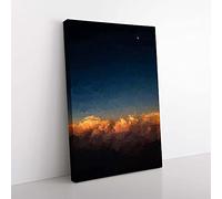 Big Box Art The Moon Above Nebraska in Abstract Canvas Wall Art Print Ready to Hang Picture, 76 x 50 cm (30 x 20 Inch), Black, Teal, Brown