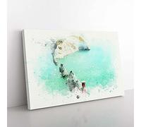 Big Box Art The Needles Isle of Wight in Abstract Canvas Wall Art Print Ready to Hang Picture, 76 x 50 cm (30 x 20 Inch), White, Turquoise, Greige, Olive, Green