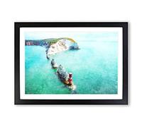 Big Box Art The Needles Isle of Wight Painting Framed Wall Art Picture Print Ready to Hang, Black A2 (62 x 45 cm)