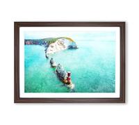 Big Box Art The Needles Isle of Wight Painting Framed Wall Art Picture Print Ready to Hang, Walnut A2 (62 x 45 cm)