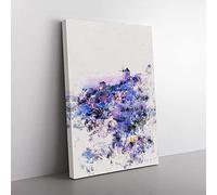 Big Box Art The Oia Santorini Skyline in Greece Watercolour Canvas Wall Art Print Ready to Hang Picture, 76 x 50 cm (30 x 20 Inch), White, Blue, Blue, Lavender, Purple