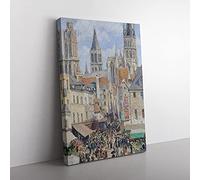 Big Box Art The Old Market at Rouen by Camille Pissarro Canvas Wall Art Print Ready to Hang Picture, 76 x 50 cm (30 x 20 Inch), Grey, Grey, Grey
