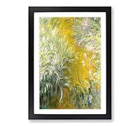 Big Box Art The Path Through The Irises by Claude Monet Framed Wall Art Picture Print Ready to Hang, Black A2 (62 x 45 cm)