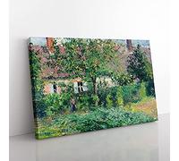 Big Box Art The Peasant House by Camille Pissarro Canvas Wall Art Print Ready to Hang Picture, 76 x 50 cm (30 x 20 Inch), Green, Green, Grey