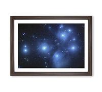 Big Box Art The Pleiades Star Cluster Space Framed Wall Art Picture Print Ready to Hang, Walnut A2 (62 x 45 cm)