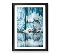 Big Box Art The Polar Bear Painting Framed Wall Art Picture Print Ready to Hang, Black A2 (62 x 45 cm)