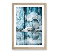 Big Box Art The Polar Bear Painting Framed Wall Art Picture Print Ready to Hang, Oak A2 (62 x 45 cm)