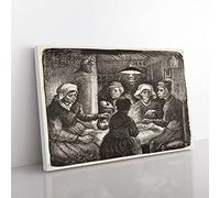 Big Box Art The Potato Eaters Sketch by Vincent Van Gogh Canvas Wall Art Print Ready to Hang Picture, 76 x 50 cm (30 x 20 Inch), Brown, Brown, Grey