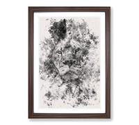 Big Box Art The Proud Lion Watercolour Framed Wall Art Picture Print Ready to Hang, Walnut A2 (62 x 45 cm)