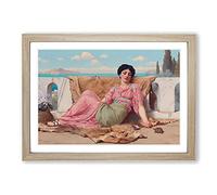 Big Box Art The Quiet Pet by John William Godward Framed Wall Art Picture Print Ready to Hang, Oak A2 (62 x 45 cm)