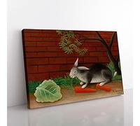 Big Box Art The Rabbit's Meal by Henri Rousseau Canvas Wall Art Print Ready to Hang Picture, 76 x 50 cm (30 x 20 Inch), Maroon, Cream, Blue