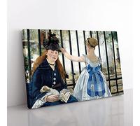 Big Box Art The Railway by Edouard Manet Canvas Wall Art Print Ready to Hang Picture, 76 x 50 cm (30 x 20 Inch), Grey, White, Blue