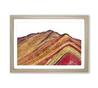 Big Box Art The Rainbow Mountains of Peru Painting Framed Wall Art Picture Print Ready to Hang, Oak A2 (62 x 45 cm)