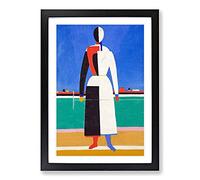 Big Box Art The Rake by Kazimir Malevich Framed Wall Art Picture Print Ready to Hang, Black A2 (62 x 45 cm)