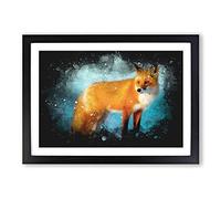 Big Box Art The Red Fox Paint Splash Framed Wall Art Picture Print Ready to Hang, Black A2 (62 x 45 cm)