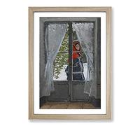 Big Box Art The Red Kerchief by Claude Monet Framed Wall Art Picture Print Ready to Hang, Oak A2 (62 x 45 cm)