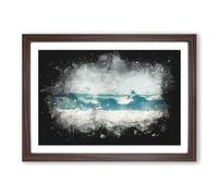 Big Box Art The Rolling Waves Paint Splash Framed Wall Art Picture Print Ready to Hang, Walnut A2 (62 x 45 cm)