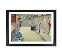Big Box Art The Rue Mosnier with Flags by Edouard Manet Framed Wall Art Picture Print Ready to Hang, Black A2 (62 x 45 cm)