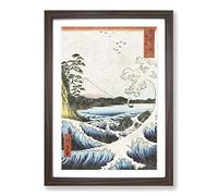 Big Box Art The Sea of Satta by Utagawa Hiroshige Framed Wall Art Picture Print Ready to Hang, Walnut A2 (62 x 45 cm)