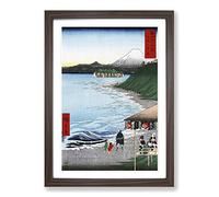 Big Box Art The Seven Ri Beach by Utagawa Hiroshige Framed Wall Art Picture Print Ready to Hang, Walnut A2 (62 x 45 cm)