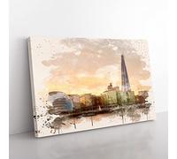 Big Box Art The Shard Building London (4) French Cream Canvas Wall Art Print Ready to Hang Picture, 76 x 50 cm (30 x 20 Inch), Multi-Coloured