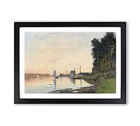 Big Box Art The Shore at Dusk by Claude Monet Framed Wall Art Picture Print Ready to Hang, Black A2 (62 x 45 cm)
