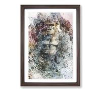 Big Box Art The Silverback Gorilla in Abstract Framed Wall Art Picture Print Ready to Hang, Walnut A2 (62 x 45 cm)