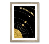 Big Box Art The Solar System in Gold Framed Wall Art Picture Print Ready to Hang, Oak A2 (62 x 45 cm)