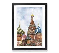 Big Box Art The St Basils Cathedral Russia Painting Framed Wall Art Picture Print Ready to Hang, Black A2 (62 x 45 cm)