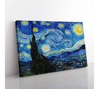 Big Box Art The Starry Night by Vincent Van Gogh Canvas Wall Art Print Ready to Hang Picture, 76 x 50 cm (30 x 20 Inch), Blue, Black, Blue