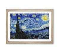 Big Box Art The Starry Night by Vincent Van Gogh Framed Wall Art Picture Print Ready to Hang, Oak A2 (62 x 45 cm)