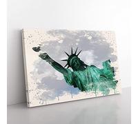 Big Box Art The Statue of Liberty New York French Cream Canvas Wall Art Print Ready to Hang Picture, 76 x 50 cm (30 x 20 Inch), Multi-Coloured