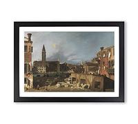 Big Box Art The Stonemasons Yard by Giovanni Canaletto Framed Wall Art Picture Print Ready to Hang, Black A2 (62 x 45 cm)