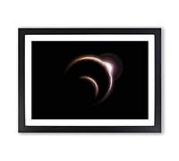 Big Box Art The Sun Behind The Earth & Moon Framed Wall Art Picture Print Ready to Hang, Black A2 (62 x 45 cm)