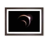 Big Box Art The Sun Behind The Earth & Moon Framed Wall Art Picture Print Ready to Hang, Walnut A2 (62 x 45 cm)