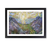 Big Box Art The Sun by Edvard Munch Framed Wall Art Picture Print Ready to Hang, Black A2 (62 x 45 cm)
