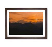 Big Box Art The Sun Over The Mountains by Framed Wall Art Picture Print Ready to Hang, Walnut A2 (62 x 45 cm)