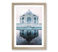 Big Box Art The Taj Mahal in Agra India Abstract Painting Framed Wall Art Picture Print Ready to Hang, Oak A2 (62 x 45 cm)